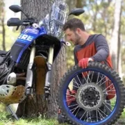 Fixing a flat tyre in the bush